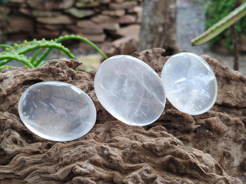 Polished Girasol Pearl Quartz Palm Stones x 24 From Ambatondrazaka, Madagascar - Toprock Gemstones and Minerals 