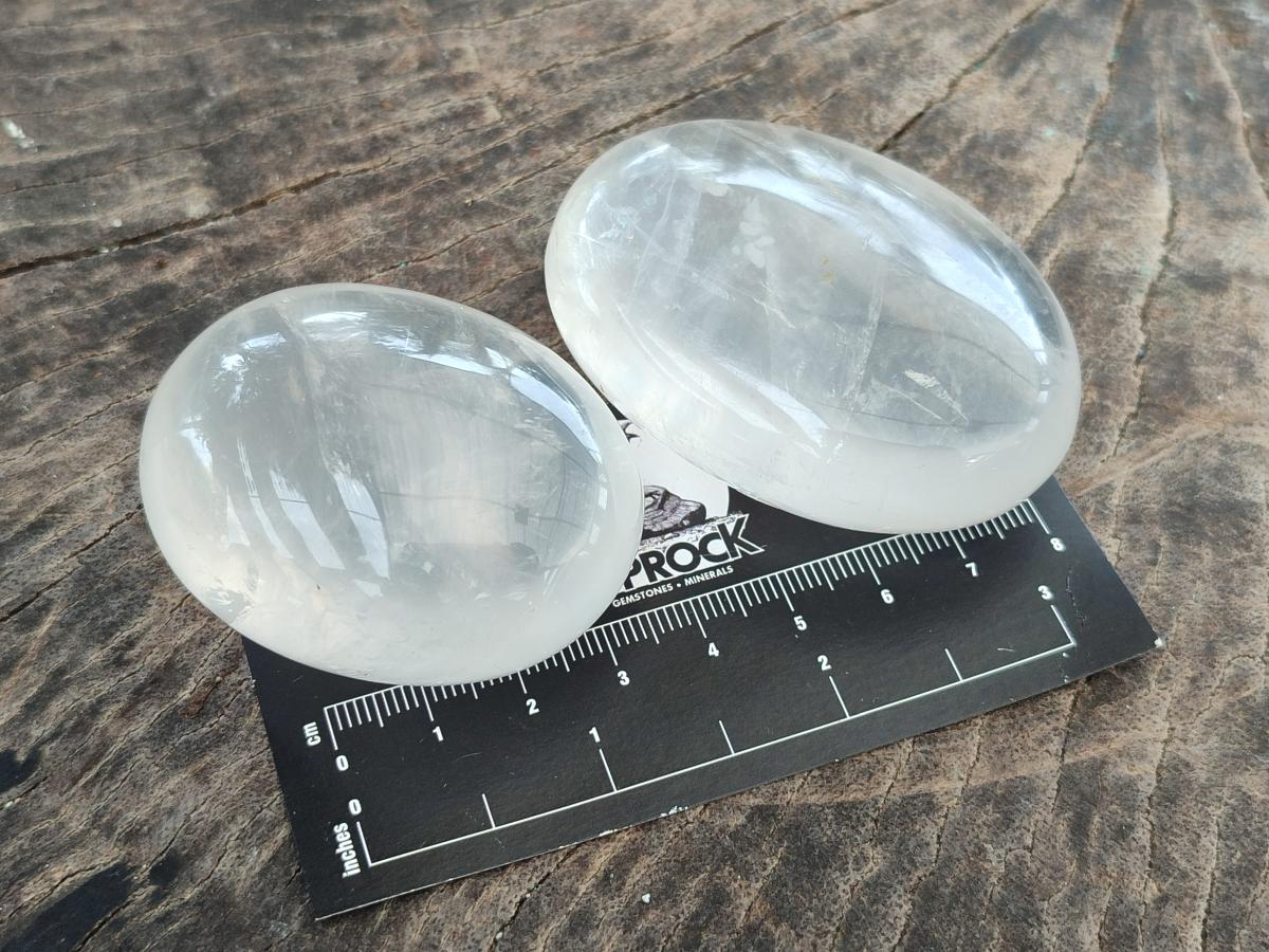 Polished Girasol Pearl Quartz Palm Stones x 24 From Ambatondrazaka, Madagascar - Toprock Gemstones and Minerals 