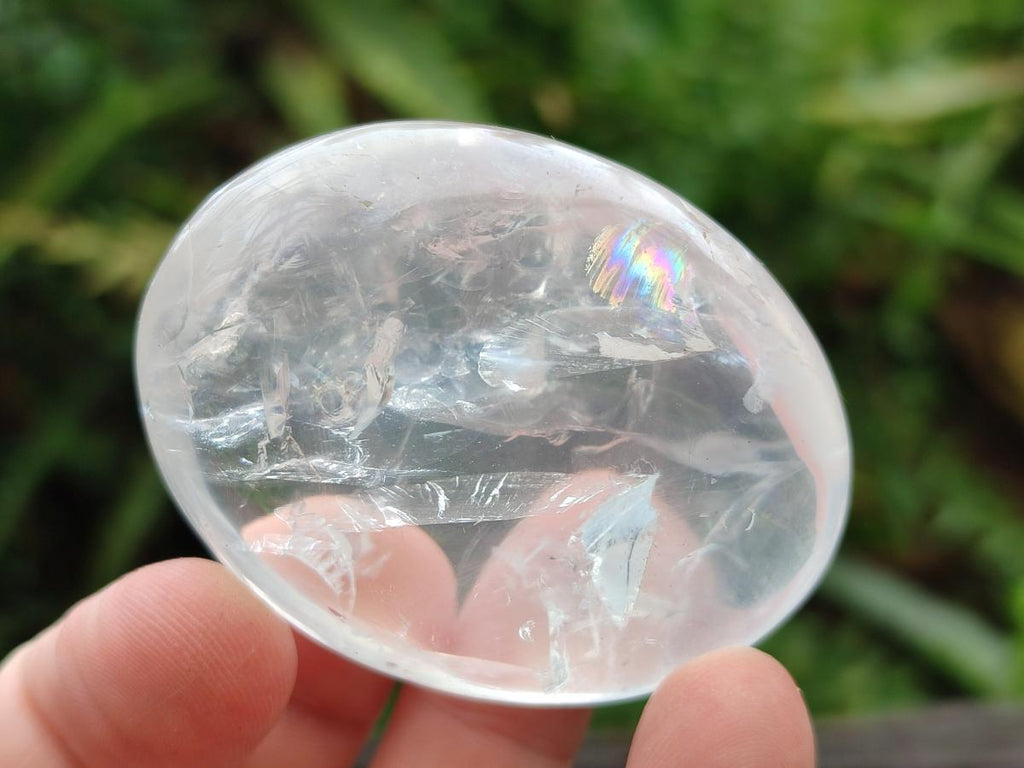 Polished Girasol Pearl Quartz Palm Stones x 24 From Ambatondrazaka, Madagascar - Toprock Gemstones and Minerals 