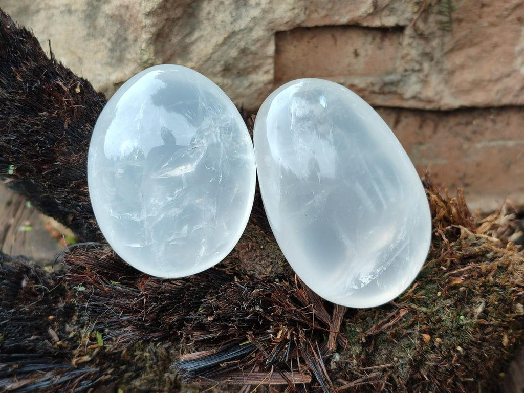 Polished Girasol Pearl Quartz Palm Stones x 24 From Ambatondrazaka, Madagascar - Toprock Gemstones and Minerals 