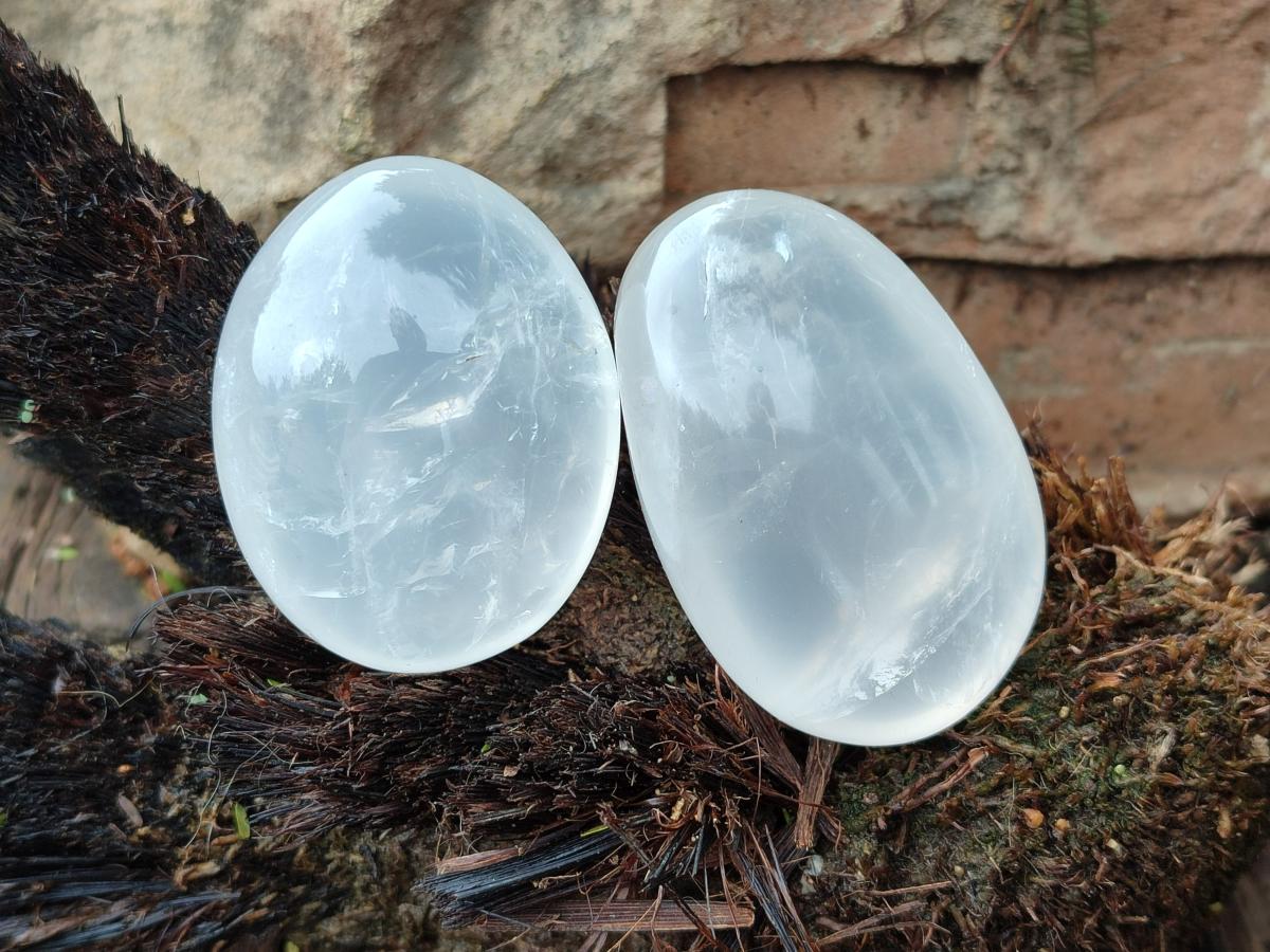 Polished Girasol Pearl Quartz Palm Stones x 24 From Ambatondrazaka, Madagascar - Toprock Gemstones and Minerals 