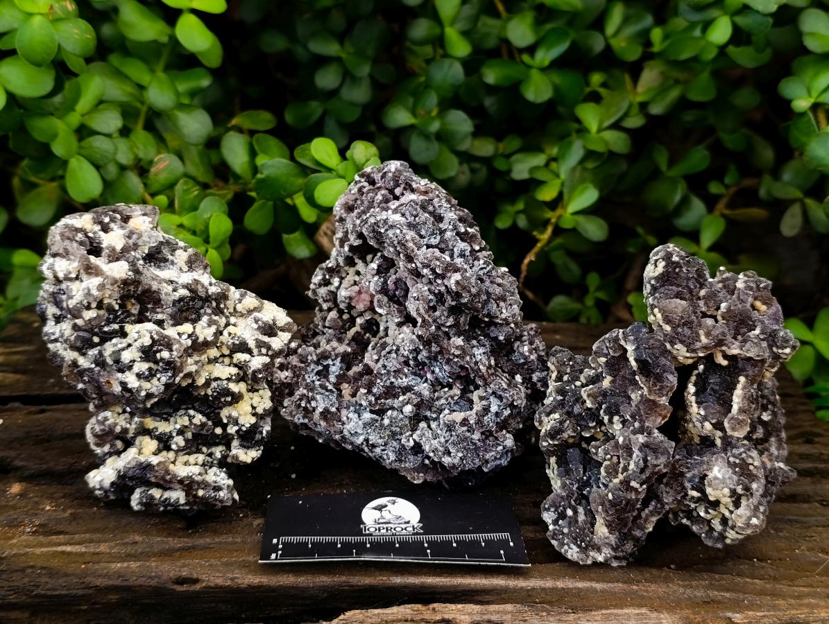 Natural Smokey Fluorite with yellow Muscovite Mica specimens x 3 From Erongo, Namibia - Toprock Gemstones and Minerals 