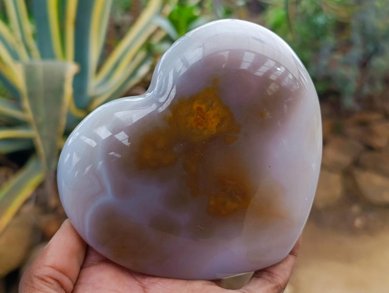 Polished Large Banded Agate Hearts x 2 From Madagascar - Toprock Gemstones and Minerals 