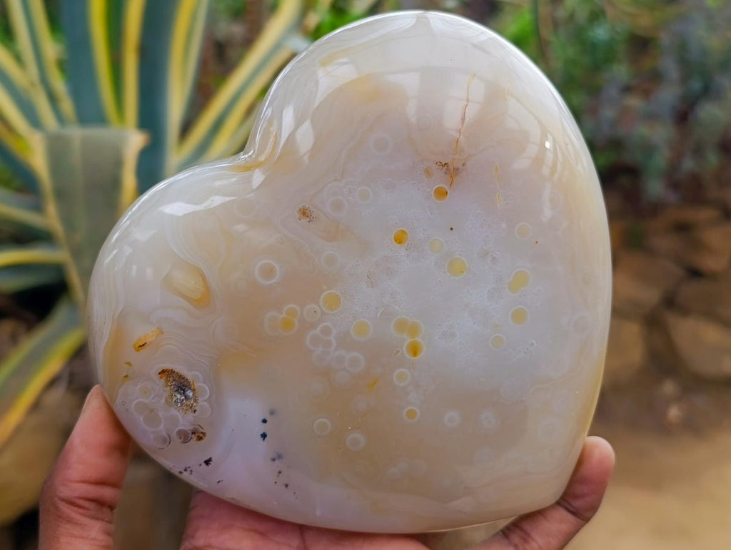 Polished Large Banded Agate Hearts x 2 From Madagascar - Toprock Gemstones and Minerals 