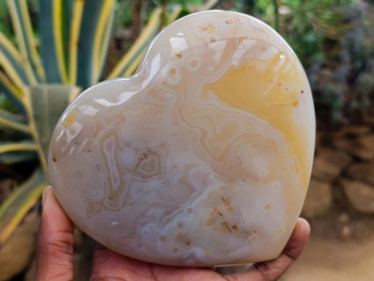 Polished Large Banded Agate Hearts x 2 From Madagascar - Toprock Gemstones and Minerals 