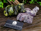 Hand Made Lepidolite and Leopard Stone Hippo Carvings x 2 From Zimbabwe - Toprock Gemstones and Minerals 