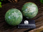 Polished Green Chrysoprase Spheres x 2 From Ambatondrazaka, Madagascar - Toprock Gemstones and Minerals 