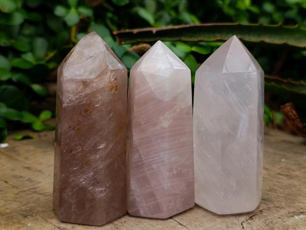 Polished Gemmy Rose Quartz Crystals x 12 From Madagascar - Toprock Gemstones and Minerals 