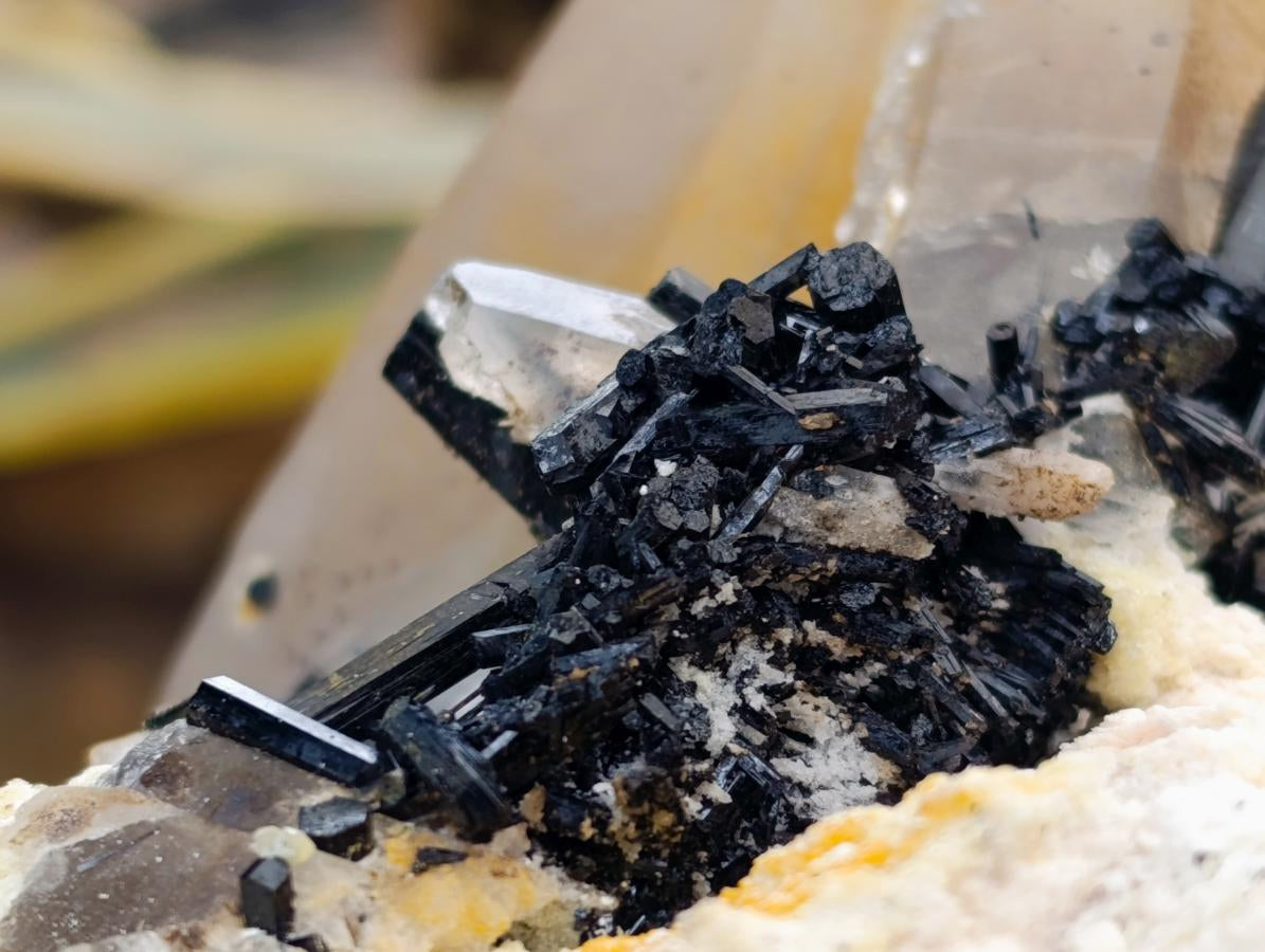 Natural Smokey Quartz Crystals with Schorl, Feldspar and Hyalite Opal x 2 From Erongo, Namibia - Toprock Gemstones and Minerals 