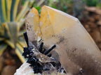 Natural Smokey Quartz Crystals with Schorl, Feldspar and Hyalite Opal x 2 From Erongo, Namibia - Toprock Gemstones and Minerals 