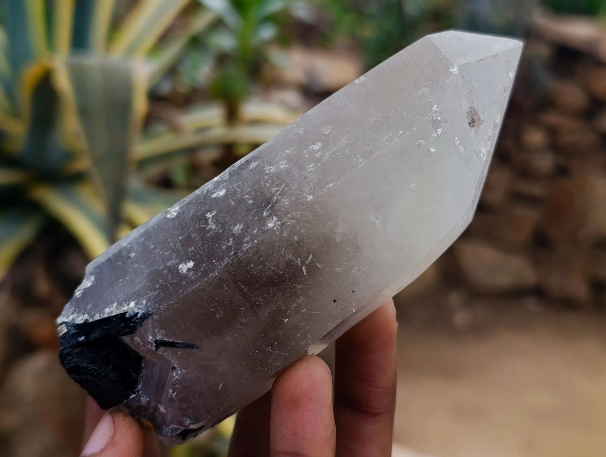 Natural Smokey Quartz Crystals with Schorl, Feldspar and Hyalite Opal x 2 From Erongo, Namibia - Toprock Gemstones and Minerals 