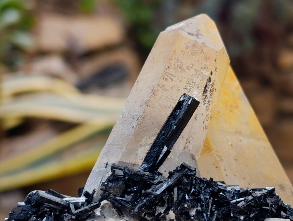 Natural Smokey Quartz Crystals with Schorl, Feldspar and Hyalite Opal x 2 From Erongo, Namibia - Toprock Gemstones and Minerals 