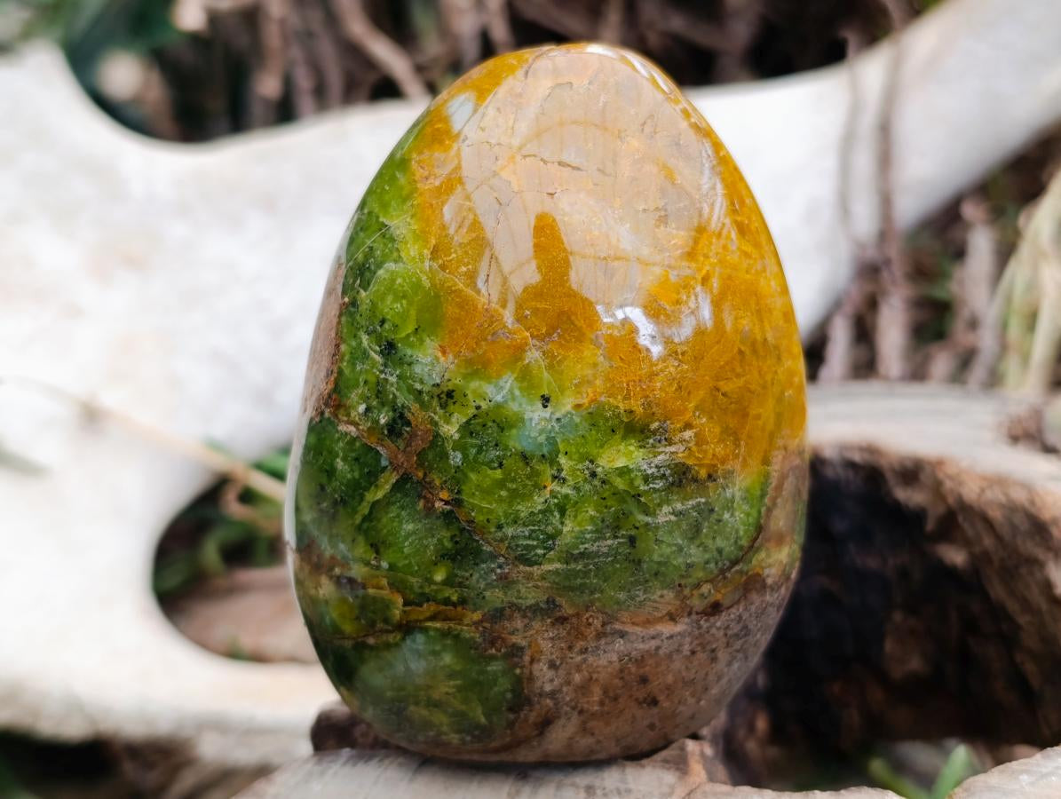 Polished Green Opal Standing Free Form x 2 From Betroka, Madagascar - Toprock Gemstones and Minerals 