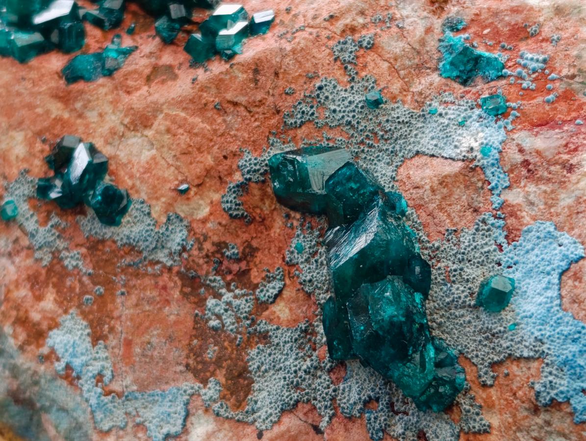 Natural Dioptase on Dolomite Specimen with Shattuckite x 1 From Likasi, Congo - Toprock Gemstones and Minerals 
