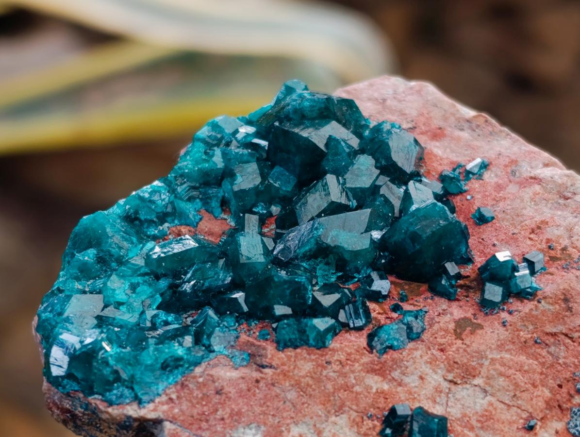 Natural Dioptase on Dolomite Specimen with Shattuckite x 1 From Likasi, Congo - Toprock Gemstones and Minerals 