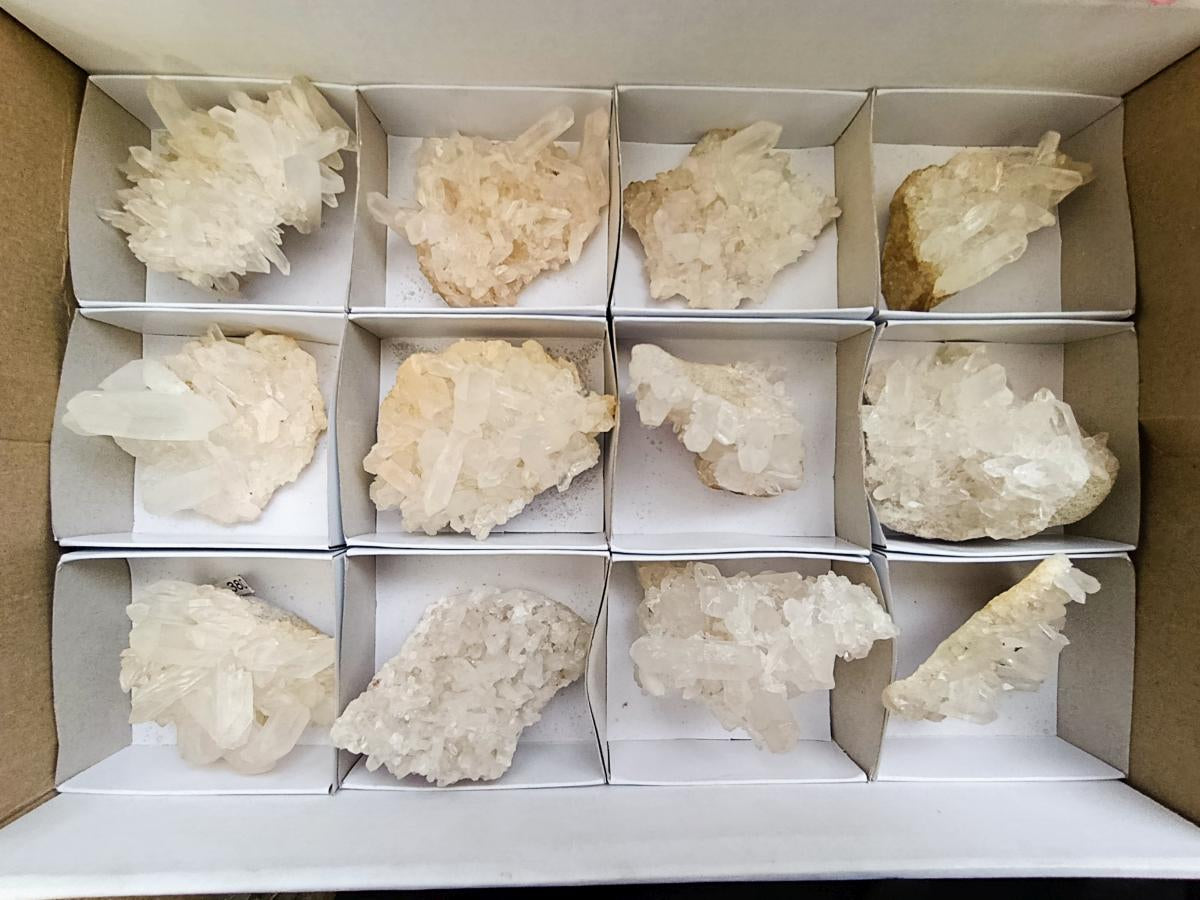 Natural Clear Quartz Clusters x 12 From Madagascar - Toprock Gemstones and Minerals 