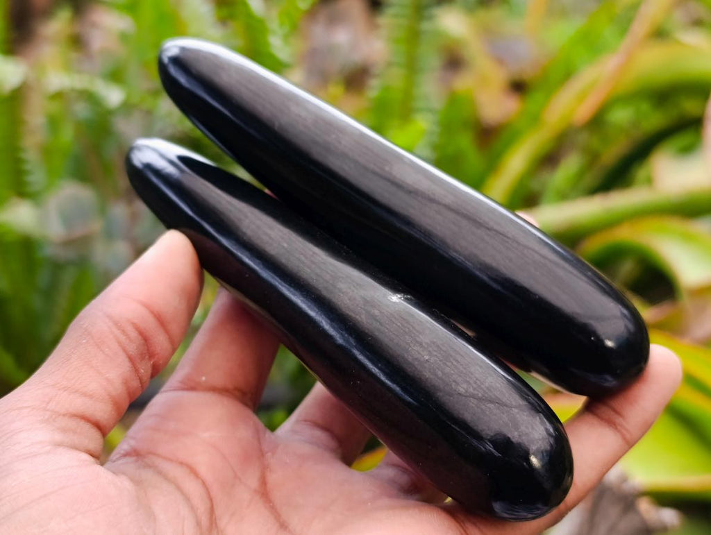 Polished Black Basalt Massage Wands x 12 From Madagascar - Toprock Gemstones and Minerals 