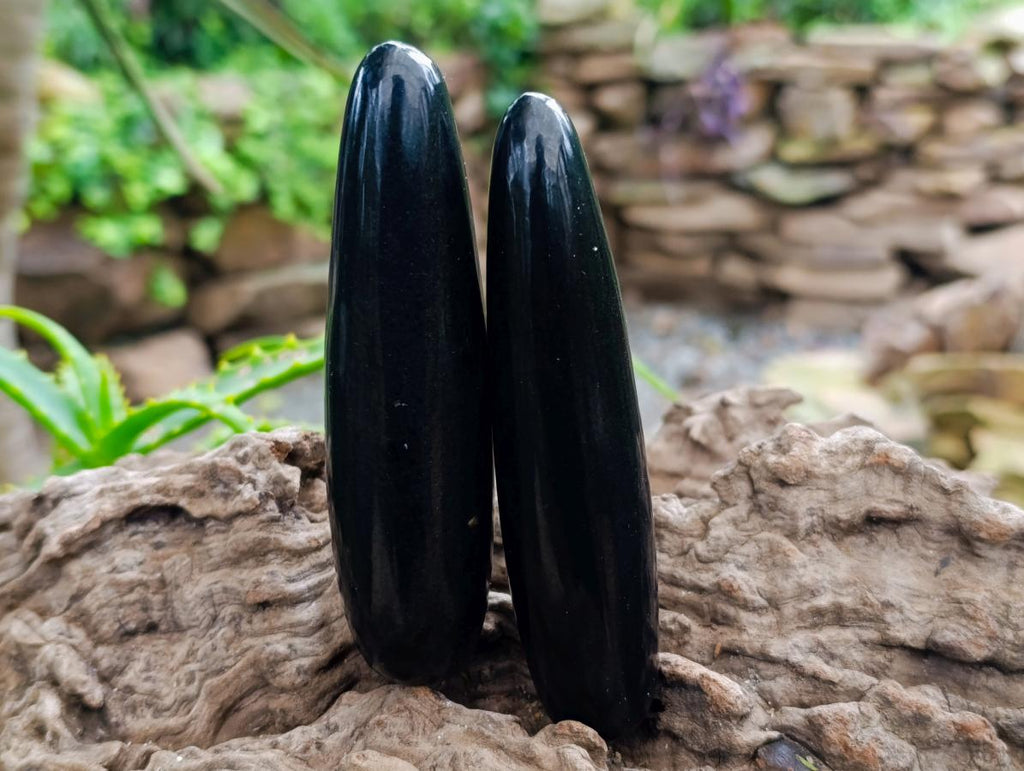 Polished Black Basalt Massage Wands x 12 From Madagascar - Toprock Gemstones and Minerals 