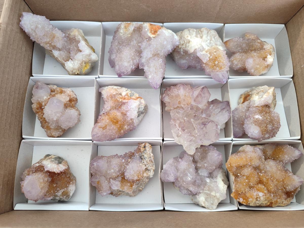 Natural Amethyst and Ametrine Spirit Clusters x 12 From Boekenhouthoek, South Africa - Toprock Gemstones and Minerals 