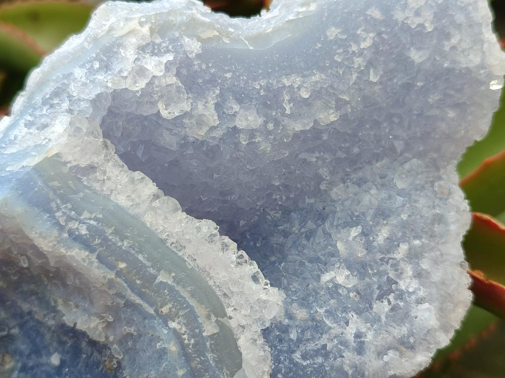 Natural Etched Blue Chalcedony Geodes x 3 From Nsanje, Malawi - Toprock Gemstones and Minerals 