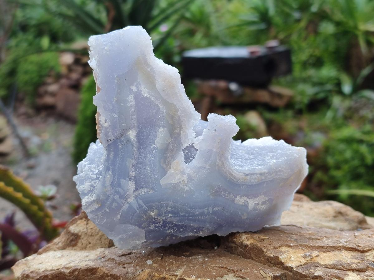 Natural Etched Blue Chalcedony Geodes x 3 From Nsanje, Malawi - Toprock Gemstones and Minerals 