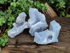 Natural Etched Blue Chalcedony Geodes x 3 From Nsanje, Malawi - Toprock Gemstones and Minerals 