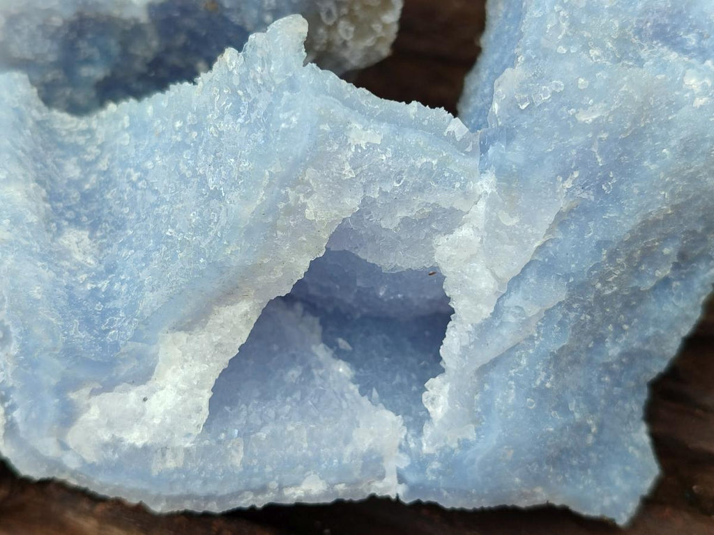 Natural Etched Blue Chalcedony Geodes x 3 From Nsanje, Malawi - Toprock Gemstones and Minerals 