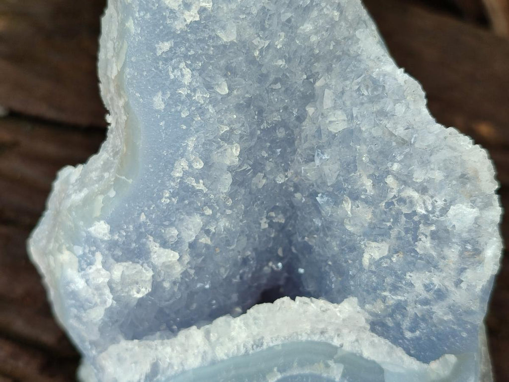 Natural Etched Blue Chalcedony Geodes x 3 From Nsanje, Malawi - Toprock Gemstones and Minerals 