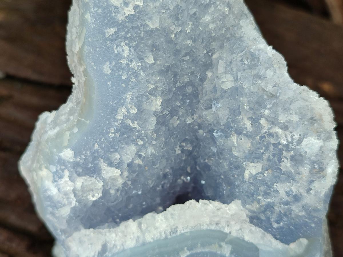 Natural Etched Blue Chalcedony Geodes x 3 From Nsanje, Malawi - Toprock Gemstones and Minerals 
