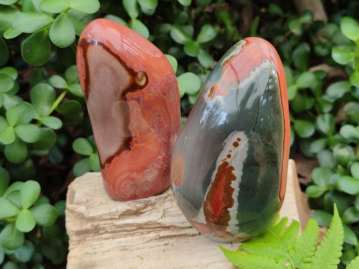 Polished Polychrome Jasper Standing Free Form x 3 From NW Coast, Madagascar - Toprock Gemstones and Minerals 