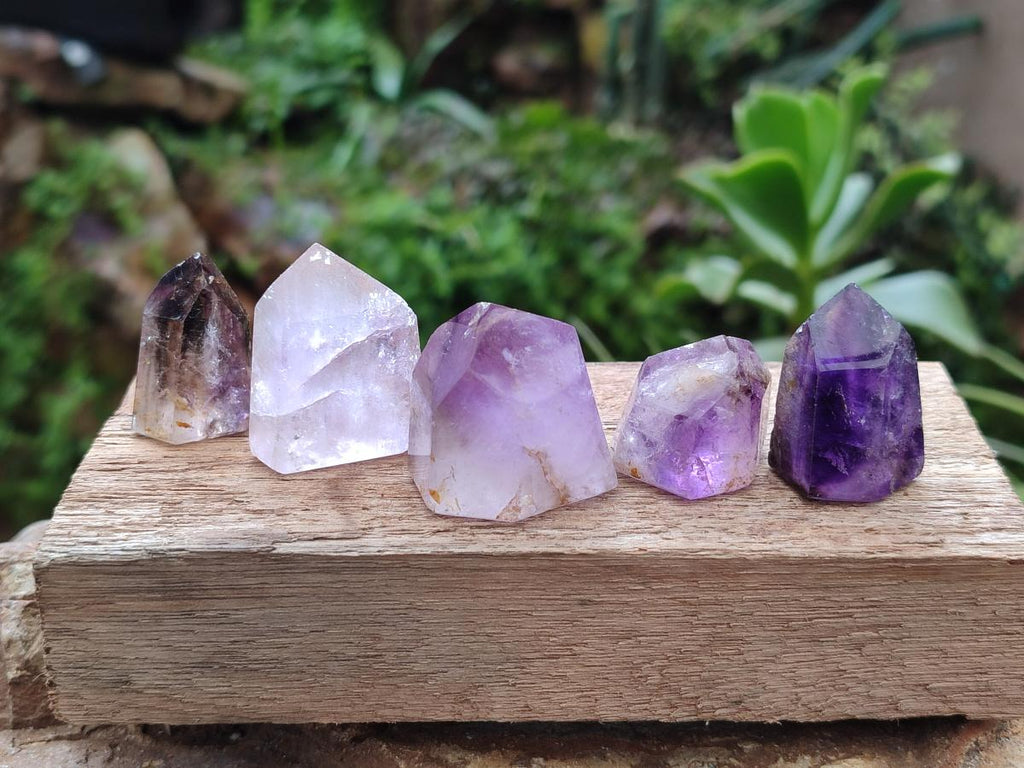 Polished Smokey Amethyst Window Crystals x 24 From Akansobe, Madagascar - Toprock Gemstones and Minerals 