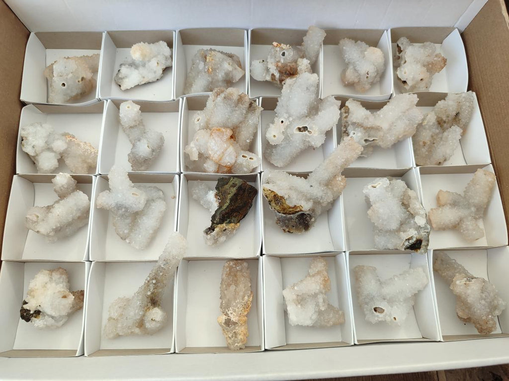 Natural Drusy Snow Finger Crystal Clusters x 24 From Albert's Mountain, Lesotho - Toprock Gemstones and Minerals 