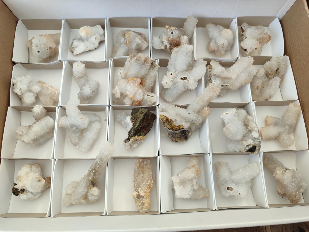 Natural Drusy Snow Finger Crystal Clusters x 24 From Albert's Mountain, Lesotho - Toprock Gemstones and Minerals 