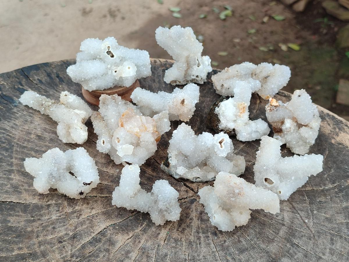 Natural Drusy Snow Finger Crystal Clusters x 24 From Albert's Mountain, Lesotho - Toprock Gemstones and Minerals 