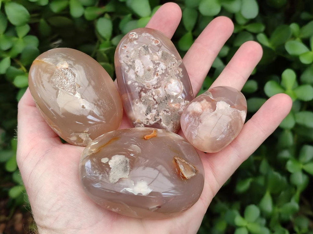 Polished Flower Agate Palm Stones x 24 From Antsahalova, Madagascar - Toprock Gemstones and Minerals 