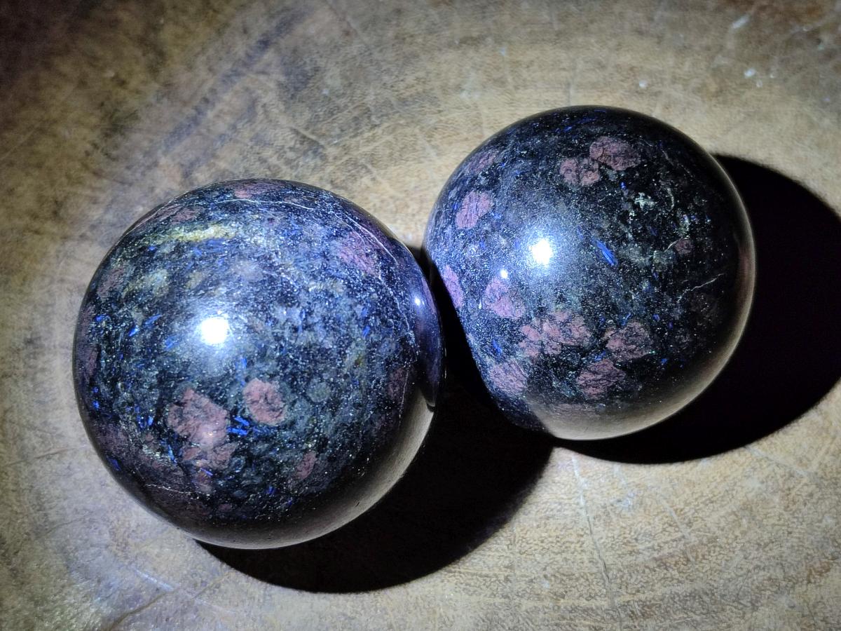 Polished Blue Iolite "Water Sapphire" Spheres x 6 From Madagascar - Toprock Gemstones and Minerals 