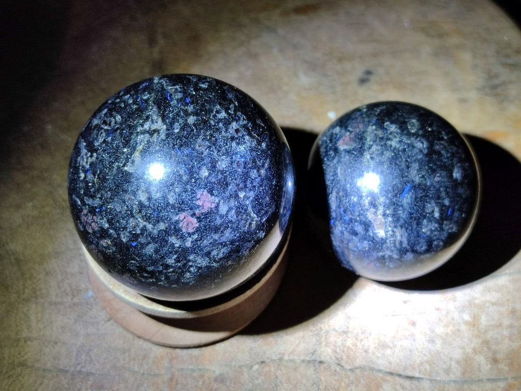 Polished Blue Iolite "Water Sapphire" Spheres x 6 From Madagascar - Toprock Gemstones and Minerals 