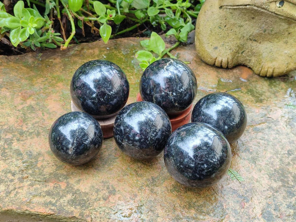 Polished Blue Iolite "Water Sapphire" Spheres x 6 From Madagascar - Toprock Gemstones and Minerals 