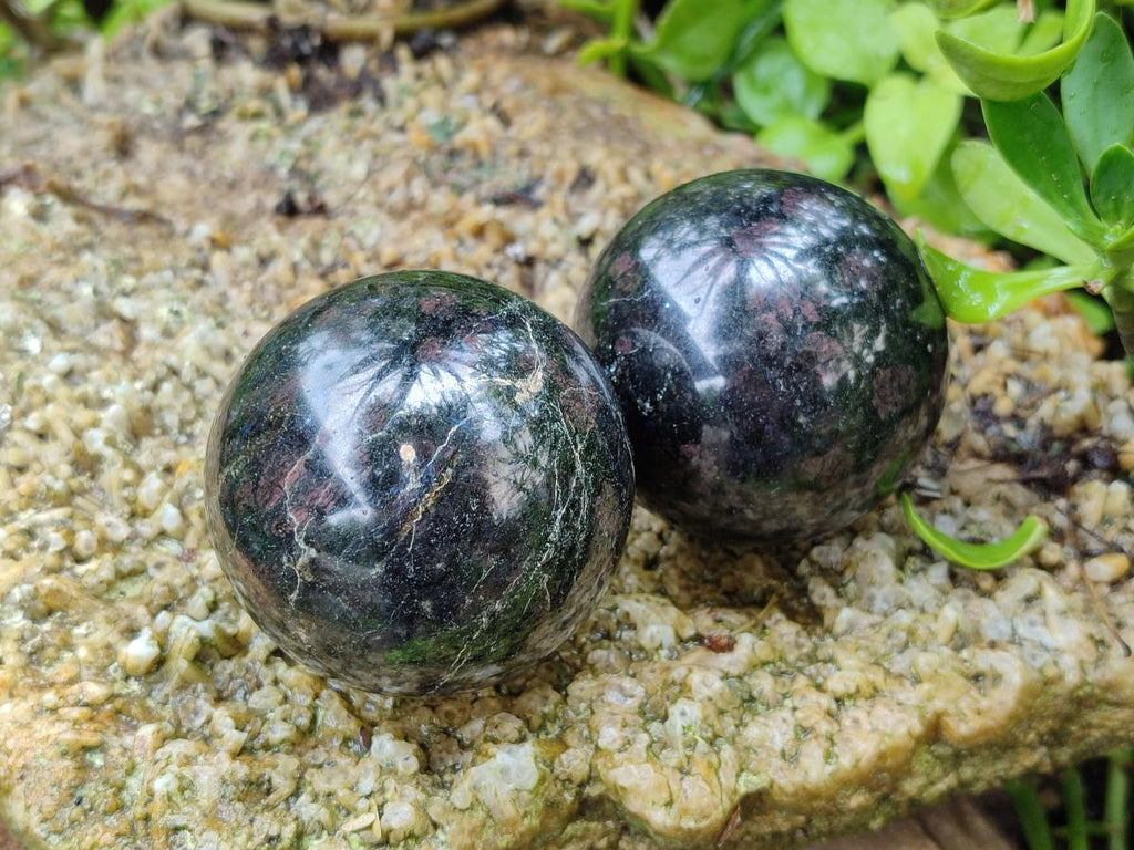 Polished Blue Iolite "Water Sapphire" Spheres x 6 From Madagascar - Toprock Gemstones and Minerals 