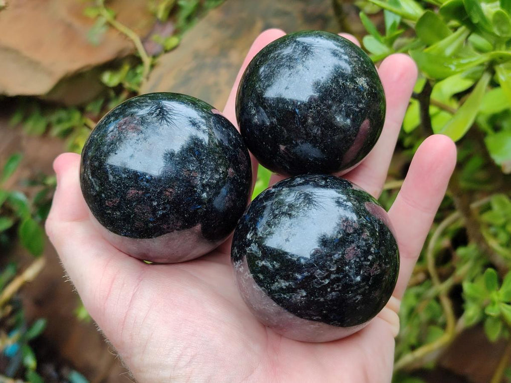 Polished Blue Iolite "Water Sapphire" Spheres x 6 From Madagascar - Toprock Gemstones and Minerals 