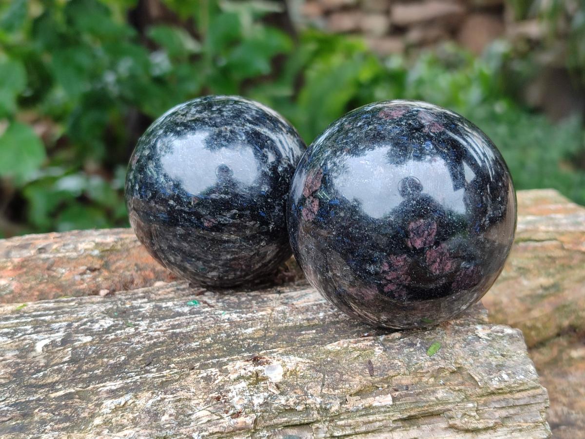 Polished Blue Iolite "Water Sapphire" Spheres x 6 From Madagascar - Toprock Gemstones and Minerals 