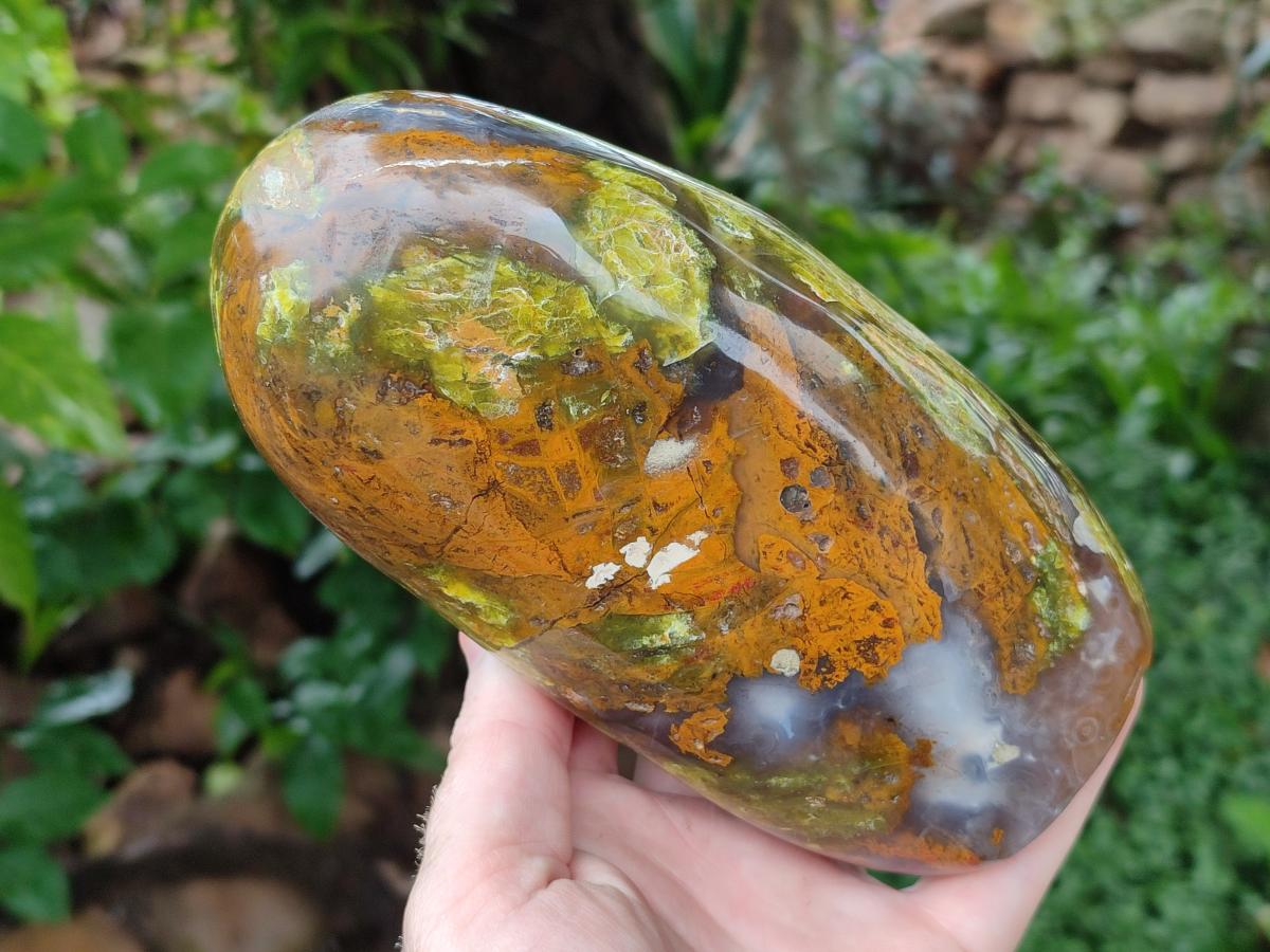 Polished Green Opal Standing Free Forms x 2 From Betroka, Madagascar - Toprock Gemstones and Minerals 