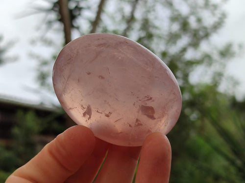 Polished Gemmy Rose Quartz Palm Stones x 12 From Madagascar - Toprock Gemstones and Minerals 