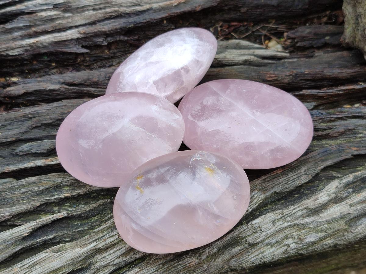 Polished Gemmy Rose Quartz Palm Stones x 12 From Madagascar - Toprock Gemstones and Minerals 