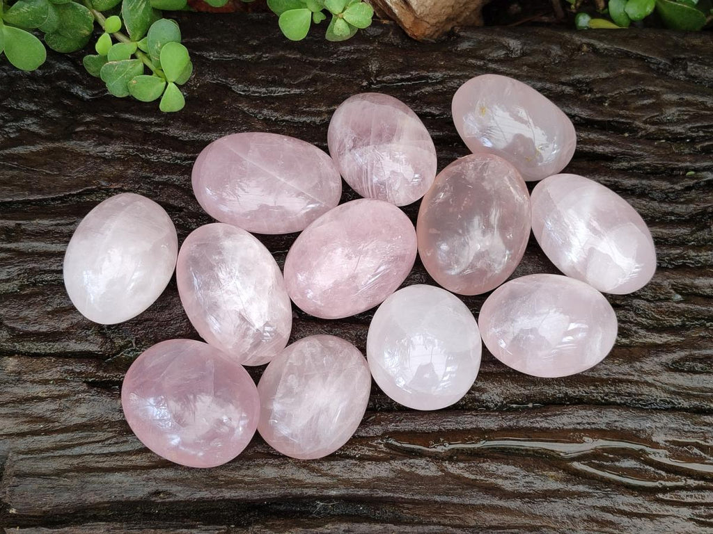 Polished Gemmy Rose Quartz Palm Stones x 12 From Madagascar - Toprock Gemstones and Minerals 
