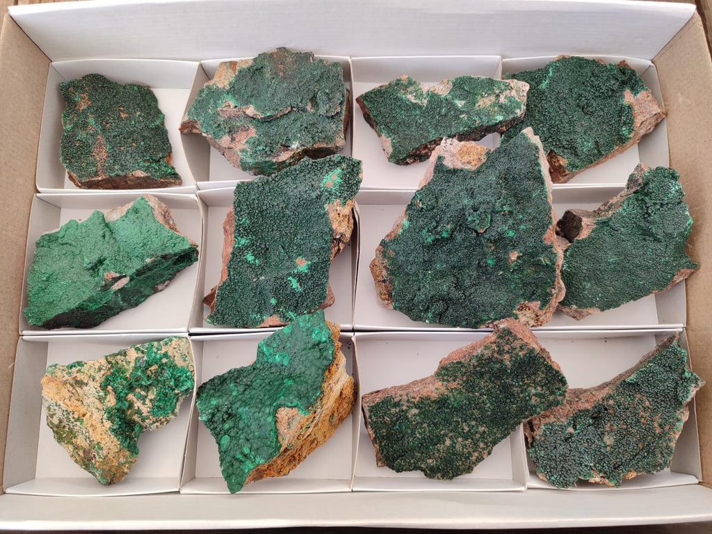 Natural Botryoidal Crystalline Malachite Specimens x 12 From Tenke Fungurume, Congo - Toprock Gemstones and Minerals 