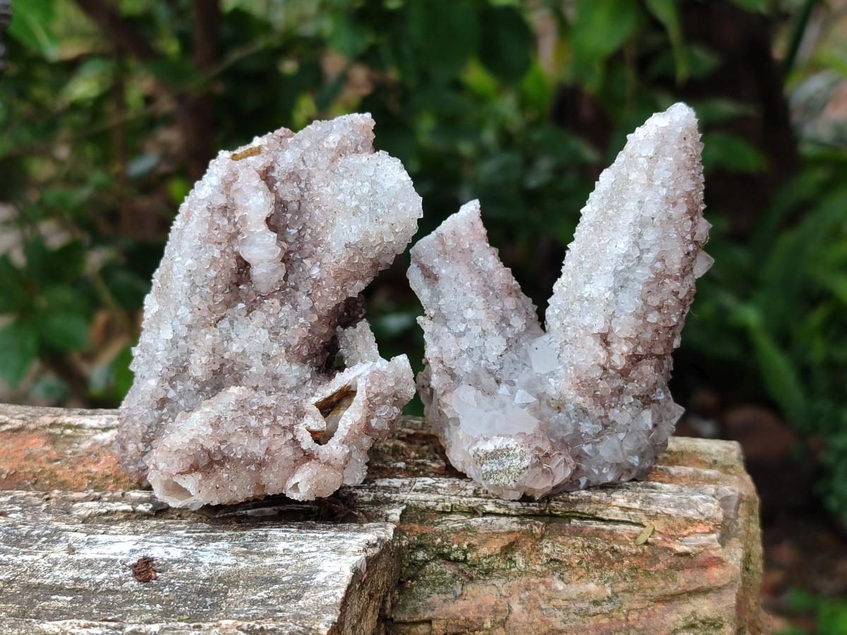 Natural Drusy Quartz Coated Spearhead Calcite Crystals x 12 From Albert's Mountain, Lesotho - Toprock Gemstones and Minerals 