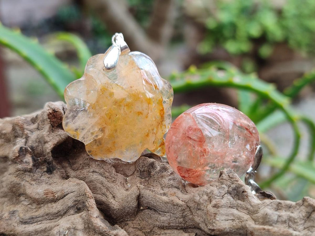 Natural Golden Healer Quartz Pendants x 12 From Ambatofinandrahana, Madagascar - Toprock Gemstones and Minerals 