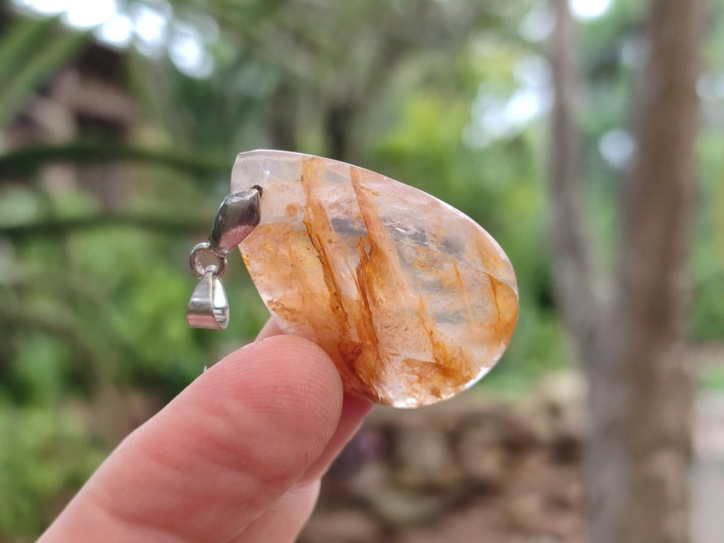 Natural Golden Healer Quartz Pendants x 12 From Ambatofinandrahana, Madagascar - Toprock Gemstones and Minerals 