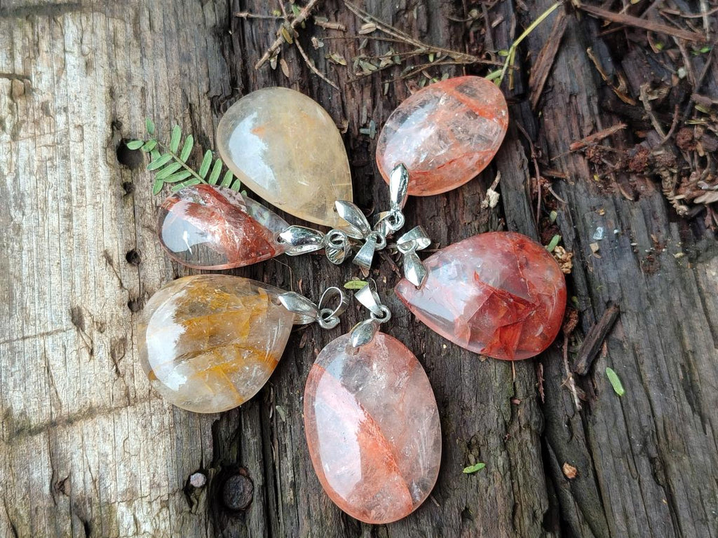 Natural Golden Healer Quartz Pendants x 12 From Ambatofinandrahana, Madagascar - Toprock Gemstones and Minerals 